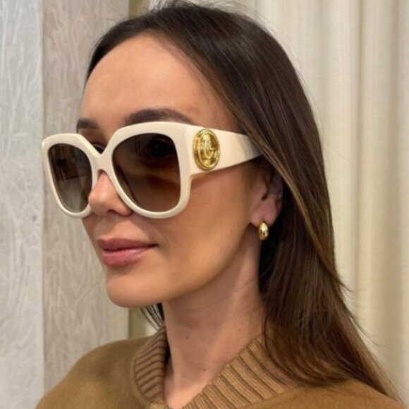 NEW GG1407S 004 GUCCI SQUARE IVORY BROWN WOMEN SUNGLASSES GUCCI - Picture 1 of 15